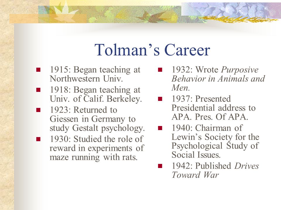 Tolman's cognitive online behaviorism
